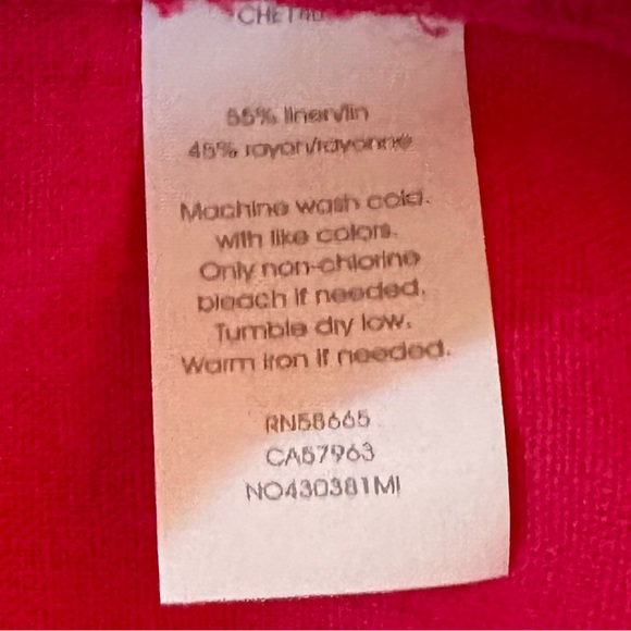 Chelsea28 Oversize Linen Blend Cover-Up Shirt L V-Neck Button Front Pink NWT - Picture 8 of 8